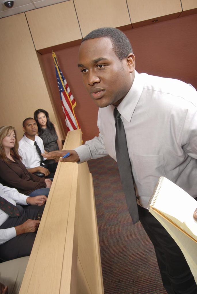 Attorney making an argument in front of the jury